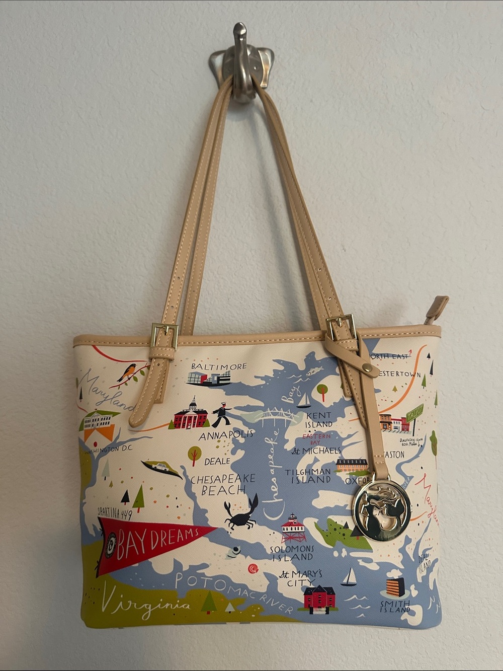 Spartina 455 map Maryland Delaware D.C large tote